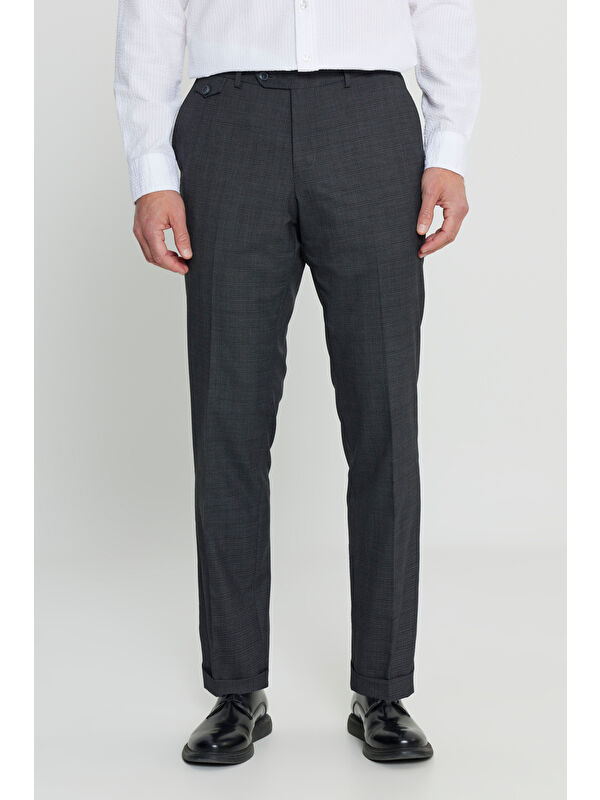 Altınyıldız Classics Erkek Siyah Comfort Fit Rahat Kesim Beli Lastikli Yan Cep Desenli Pantolon
