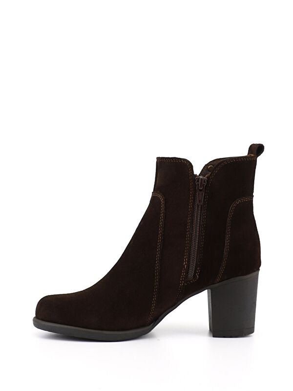 Kadın AÇIK KAHVERENGİ Fermuarlı Kalın Topuklu Hakiki Deri Bot - Görsel 4