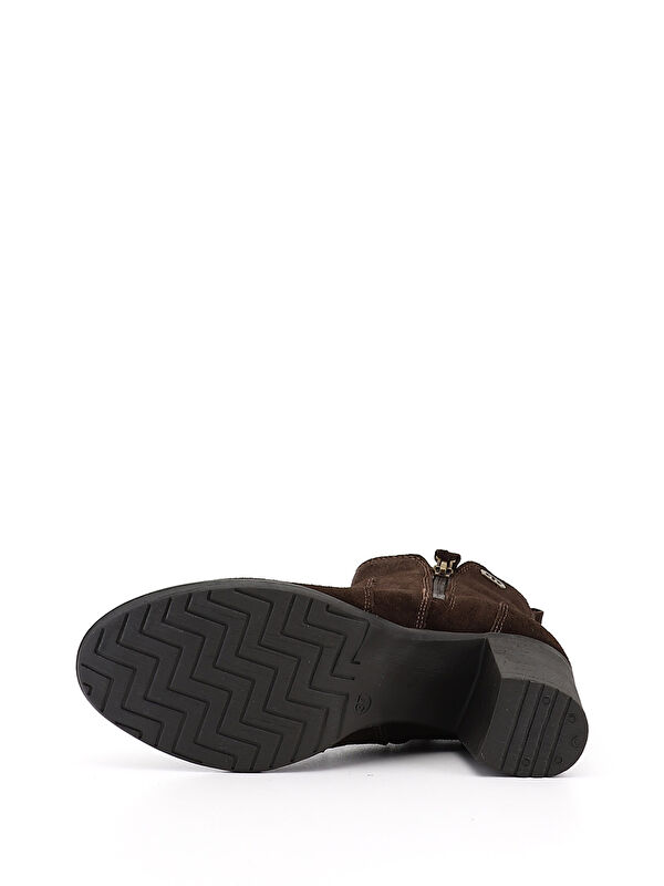 Kadın AÇIK KAHVERENGİ Fermuarlı Kalın Topuklu Hakiki Deri Bot - Görsel 5