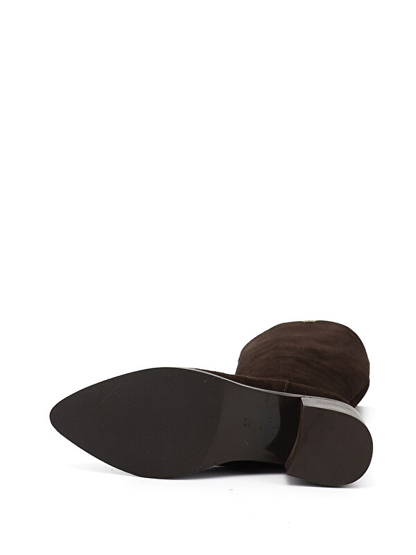 Kadın AÇIK KAHVERENGİ Sivri Burun Kalın Topuklu Hakiki Deri Çizme - Görsel 6