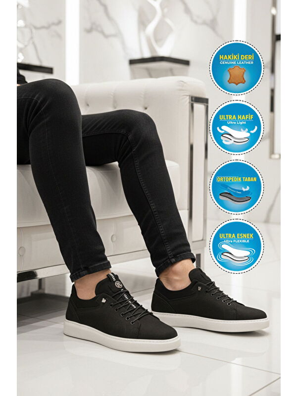 Ayakmod Siyah Ayakmod Nubuk Hakiki Deri Erkek Casual Ayakkabı 140 M