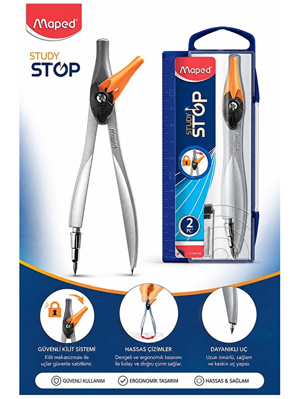 Maped Metal Pergel Stop Uçlu 1 Adet Study Stop 195110 Pergel Çizim Matematik Geometri Mimari Proje