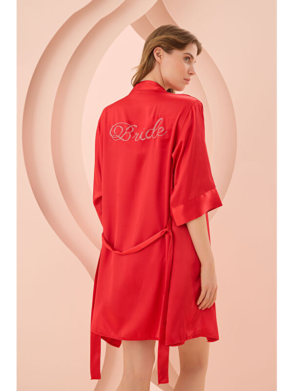 LOYA Kırmızı Bride Saten Sabahlık