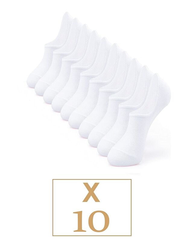 BGK Unisex 10 Çift Pamuklu Görünmez Sneakers Çorap Beyaz (ekonomik)