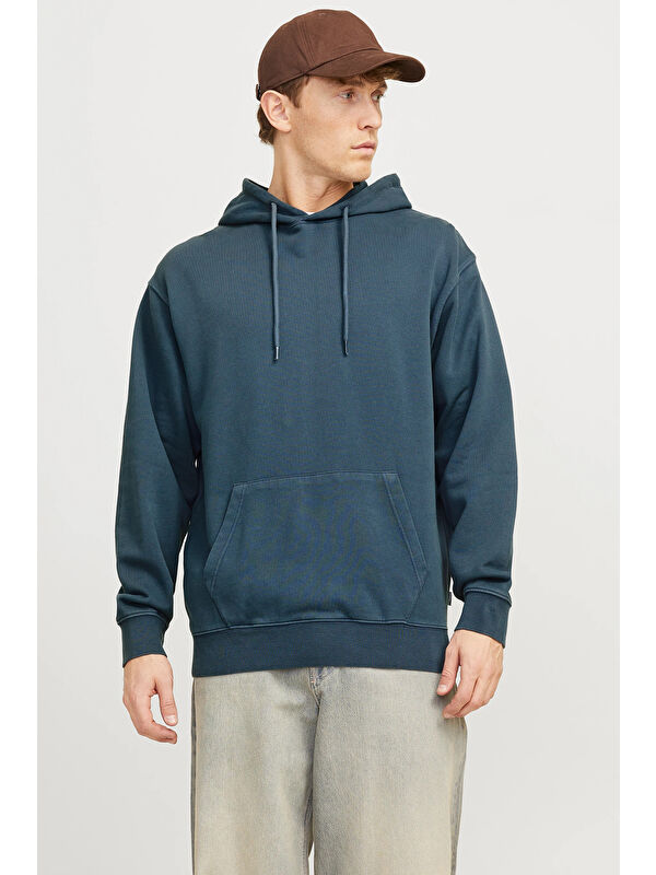 Jack & Jones Essentials Jjecharge Pamuklu Oversize Fit Kapüşonlu Sweat 12268272