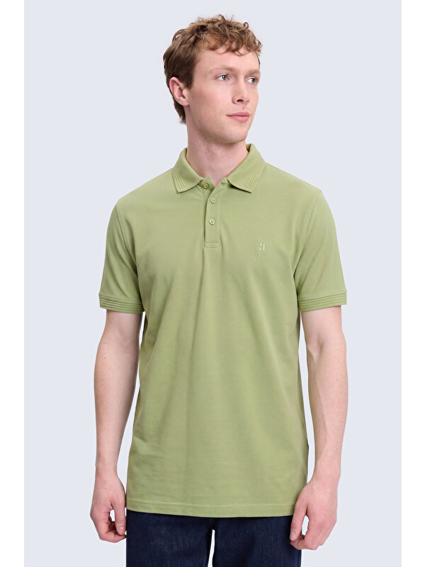 Hatemoğlu Yeşil Regular Fit Polo Yaka 100% Pamuk Tişört