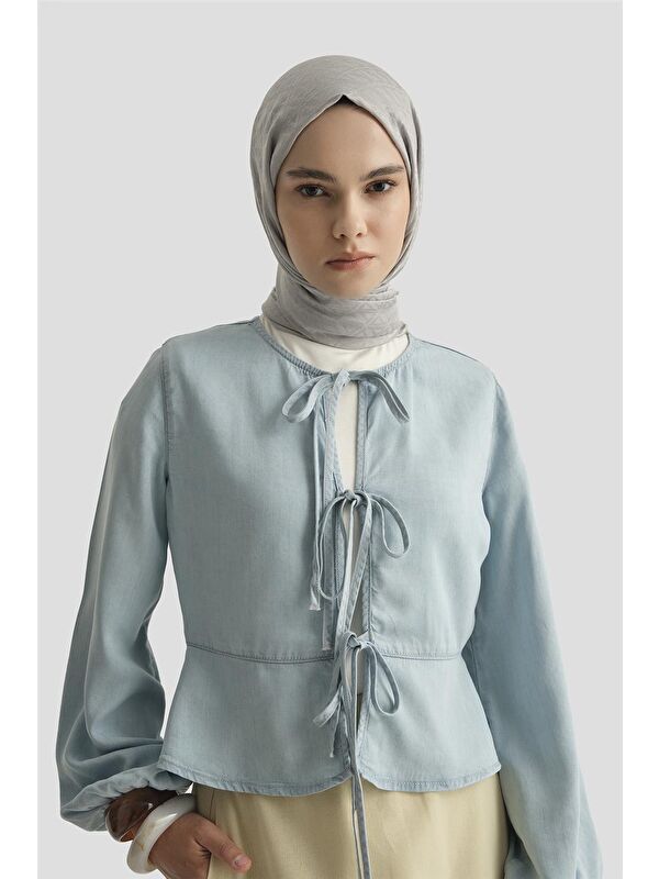 ARMİNE Lyocell Bluz 25Yd9127 Mavi