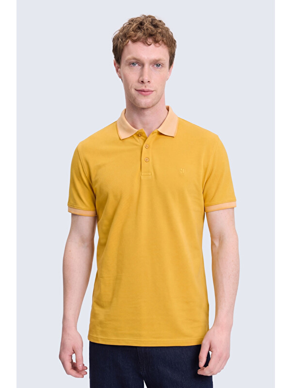 Hatemoğlu Sarı Regular Fit Polo Yaka 100 Pamuklu Tişört