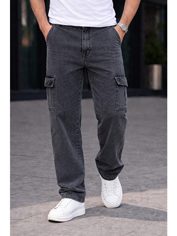 Comstar Erkek Trend Bol Paça Günlük Kargo Antrasit Baggy Pantolon