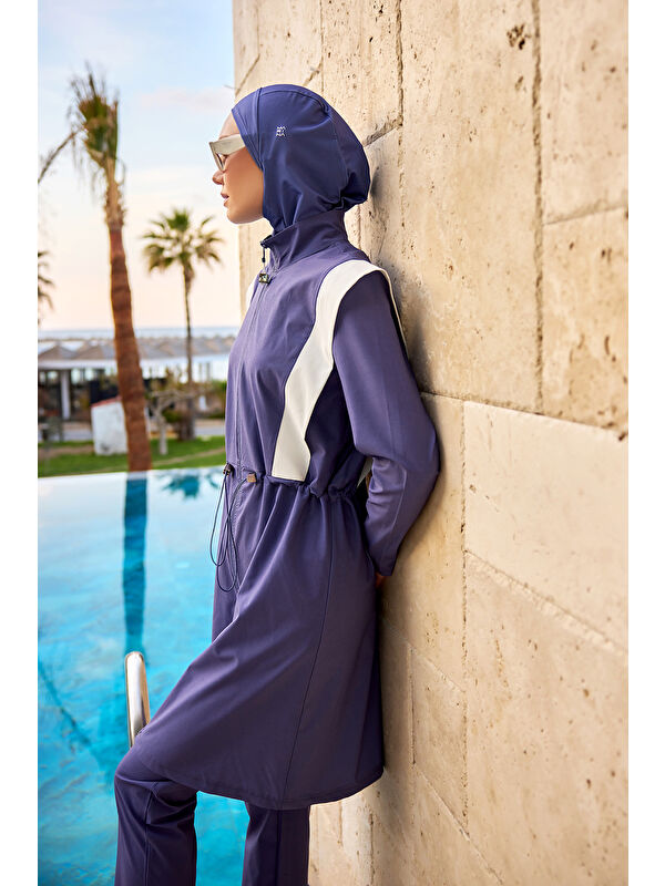 Marina Tam Kapalı Tesettür Mayo M2526-2 İndigo