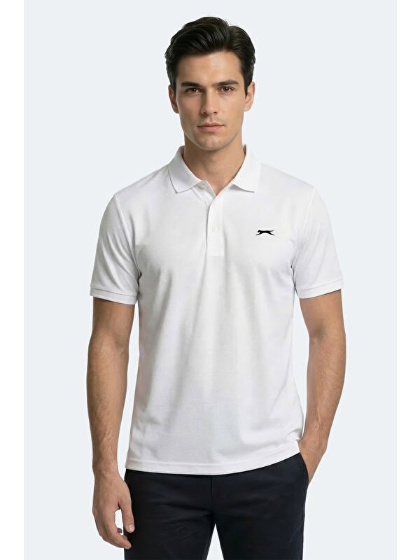 SLAZENGER KATINA Erkek Polo Yaka Beyaz Tişört