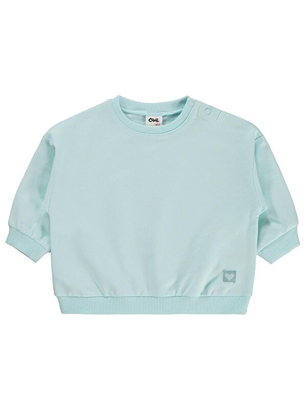 Civil Baby Basic Kalp Etiketli 6-18 Ay Sweatshirt - Yeşil 6-9 Ay