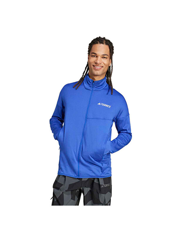 Adidas Xperior Climawarm Light Fleece Erkek Mavi Dik Yaka Ceket
