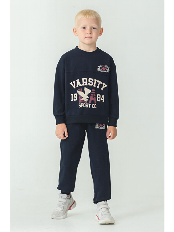 Ahengim Erkek Çocuk Varsity Baskılı Alt Üst Eşofman Takımı Ak7959