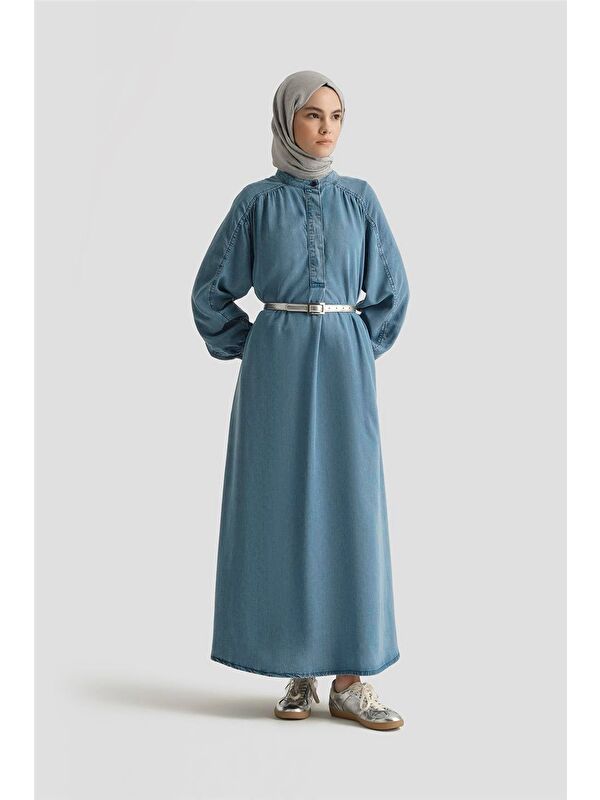 ARMİNE Oversize Lyocell Elbise 25Yd9142 İndigo