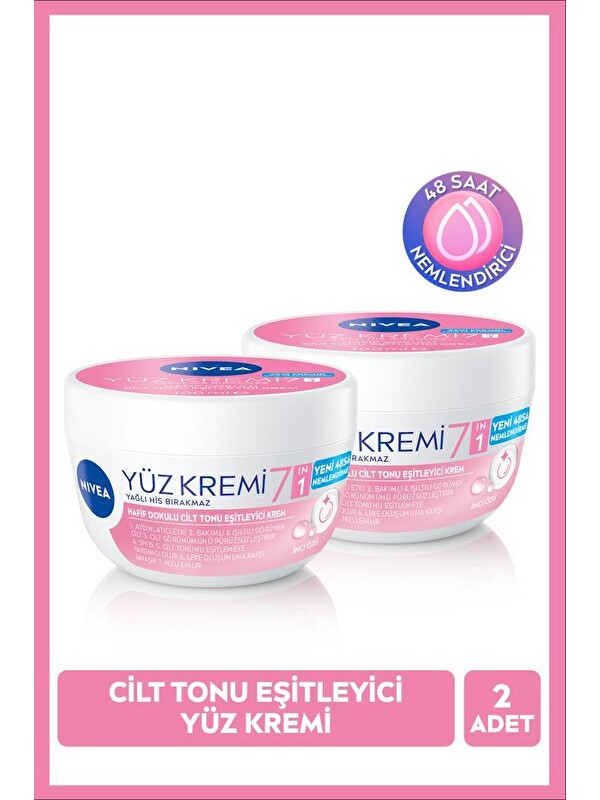 NIVEA Cilt Tonu Eşitleyici Yüz Kremi 100ml, SPF15 Güneş Koruyucu, Nemlendirici, Leke Karşıtı, X2 Adet
