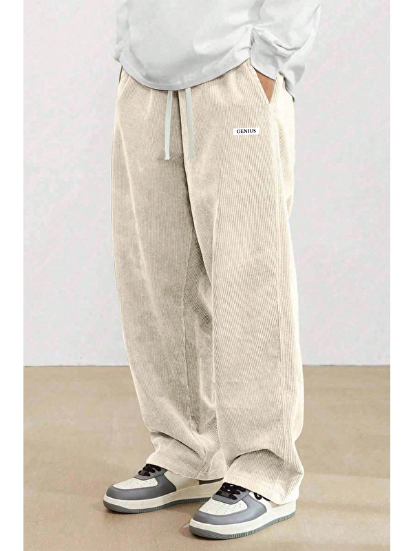 Genius Store GENIUS Erkek Pantolon Fitilli Kadife Bol Paça Oversize Pantolon