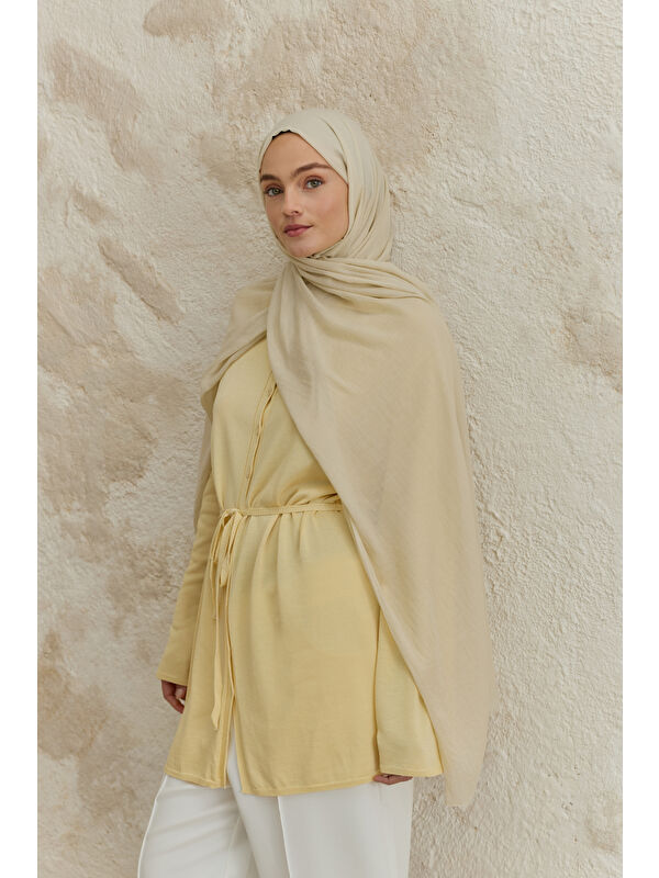 QEF Soft Line Pamuk Şal Uçuk Sarı