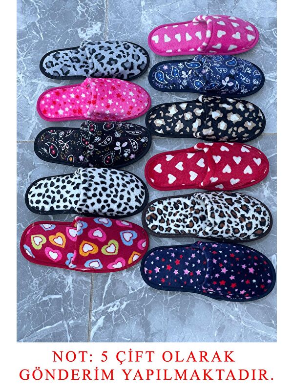 Çanak 5'li Paket Kapalı Kadın Terlik Ev Terliği - Görsel 4