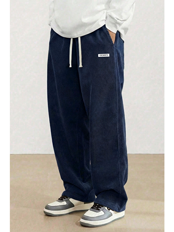 Genius Store GENIUS Erkek Pantolon Fitilli Kadife Bol Paça Oversize Pantolon