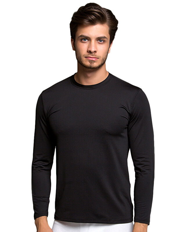 THERMOFORM Microfiber Uzun Kollu Fanila SİYAH