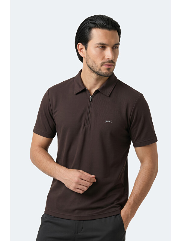SLAZENGER KHAN Erkek Polo Yaka Kahve Tişört