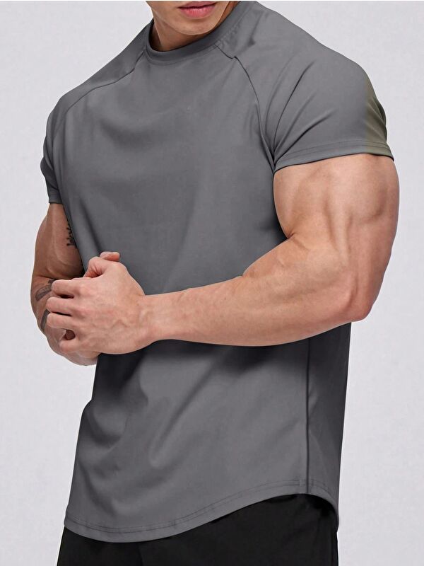 Genius Store Erkek Spor Tişört Running Sports Gym Reglan Oval Kesim Penye T-shirt OVALT-SHİRT