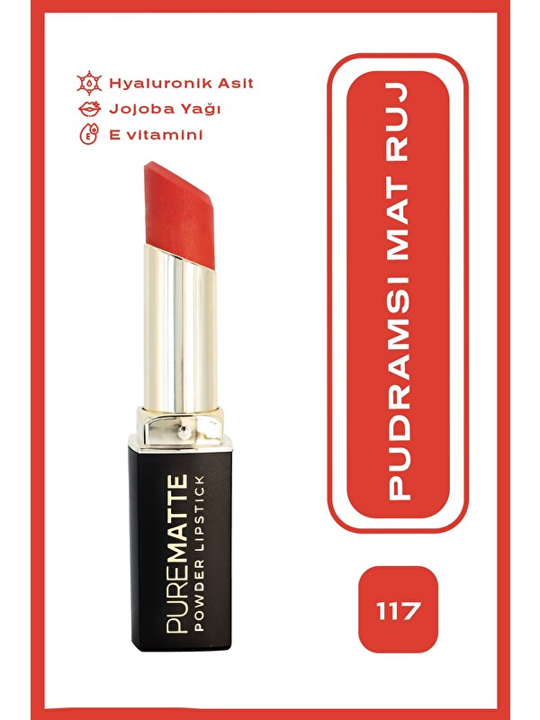 GOLDEN ROSE Pure Matte Powder Lipstick No: 117 - Pudralı Mat Ruj
