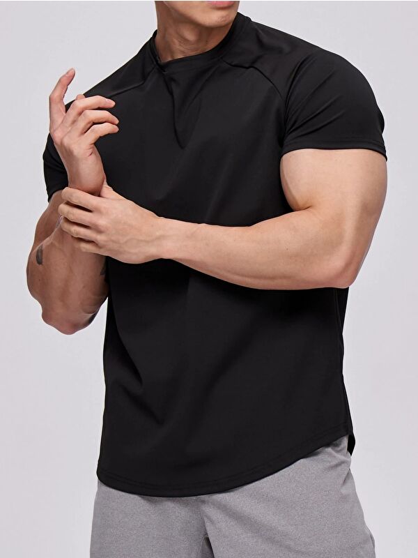 Genius Store Erkek Spor Tişört Running Sports Gym Reglan Oval Kesim Penye T-shirt OVALT-SHİRT