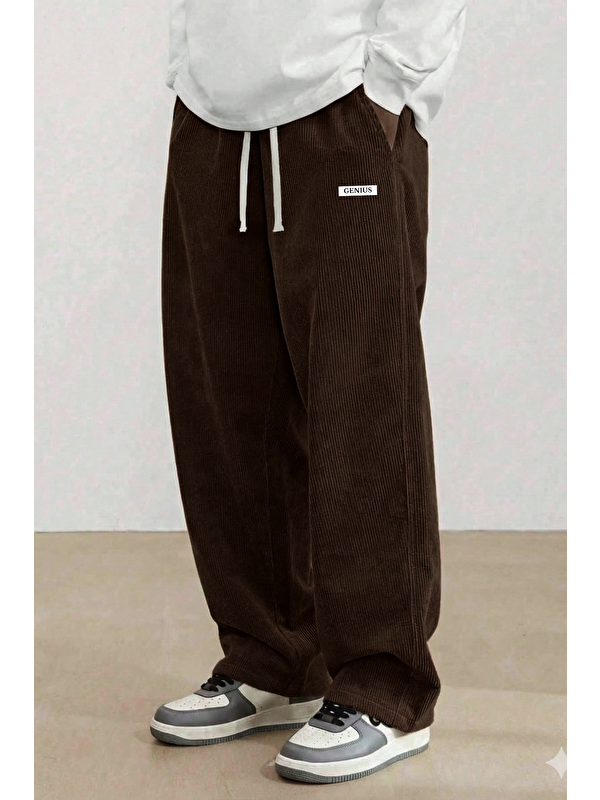 Genius Store GENIUS Erkek Pantolon Fitilli Kadife Bol Paça Oversize Pantolon