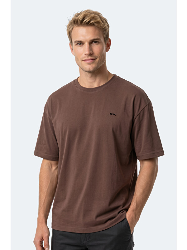 SLAZENGER KEANE Erkek Oversıze Kahve Tişört