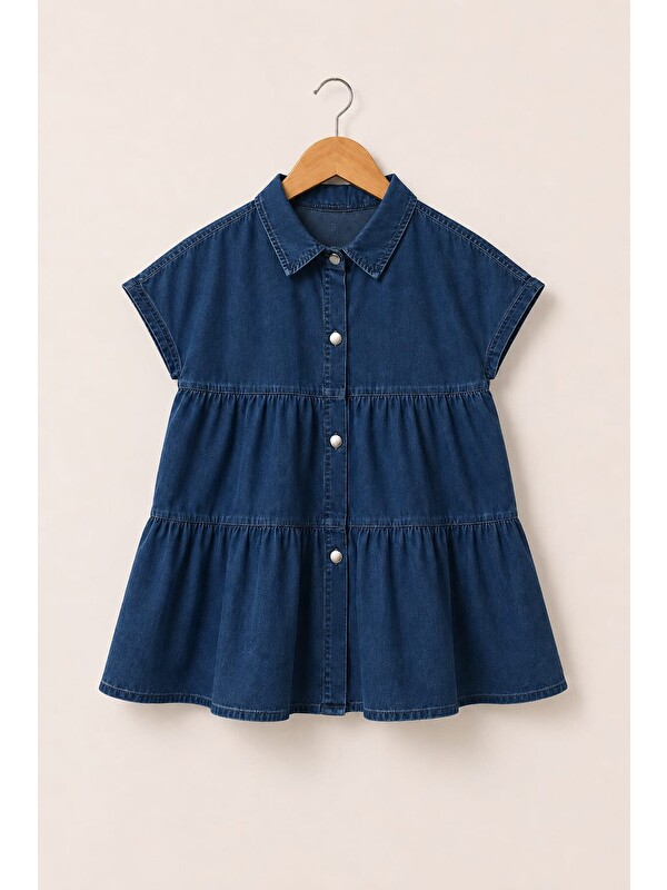 My Kids Wear Mia Düğmeli Denim Kız Çocuk Elbise 12843