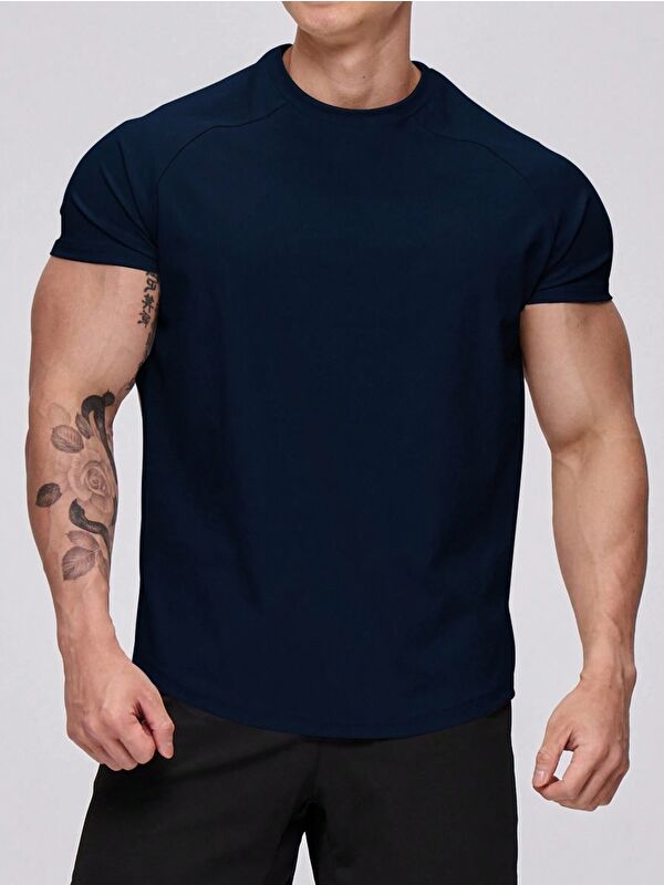 Genius Store Erkek Spor Tişört Running Sports Gym Reglan Oval Kesim Penye T-shirt OVALT-SHİRT