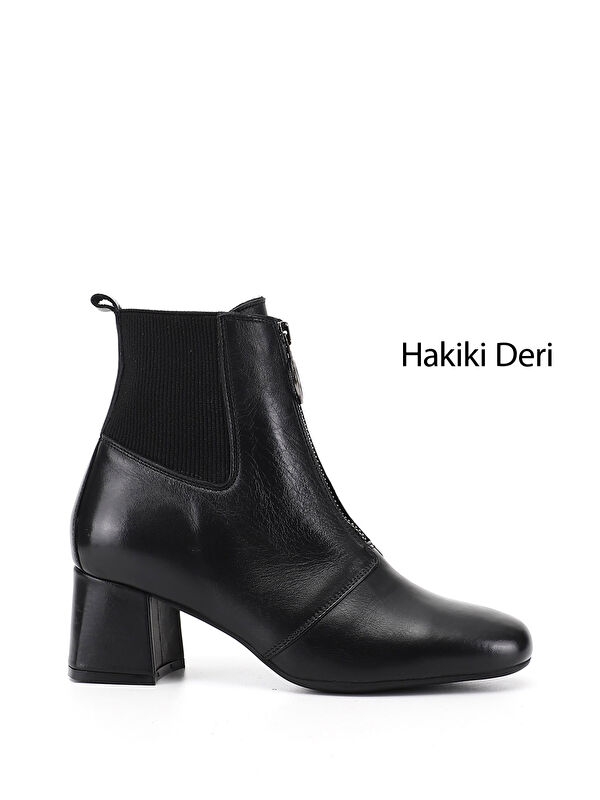 GÖNDERİ(R) Kadın SİYAH Fermuarlı Hakiki Deri Chelsea Bot