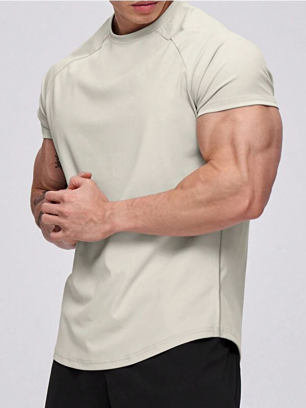 Genius Store Erkek Spor Tişört Running Sports Gym Reglan Oval Kesim Penye T-shirt OVALT-SHİRT