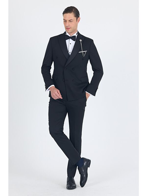 İMZA Siyah Kılıç Yaka Kruvaze Slim Fit Ceremony Takım Elbise 1001250203