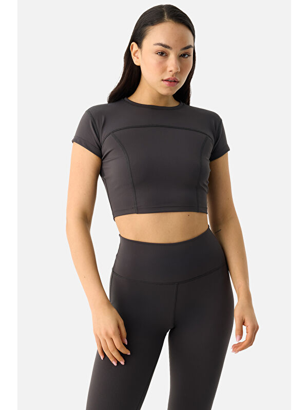 Superstacy Liora Yumuşak Kumaş Füme Crop Top