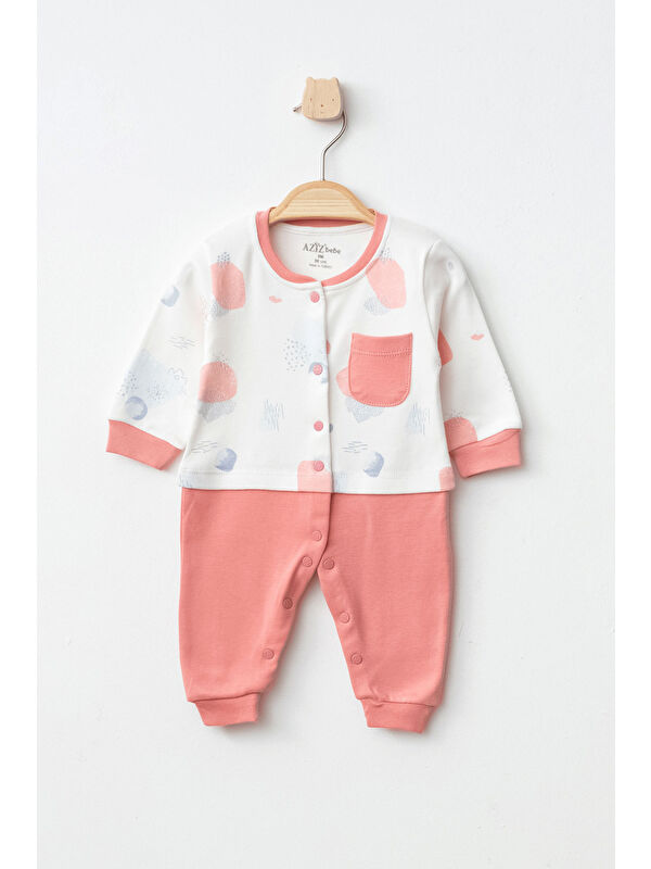 AZİZ BEBE Kız Bebek Çıtçıtlı Desenli Tulum 0 Ay - 6 Ay