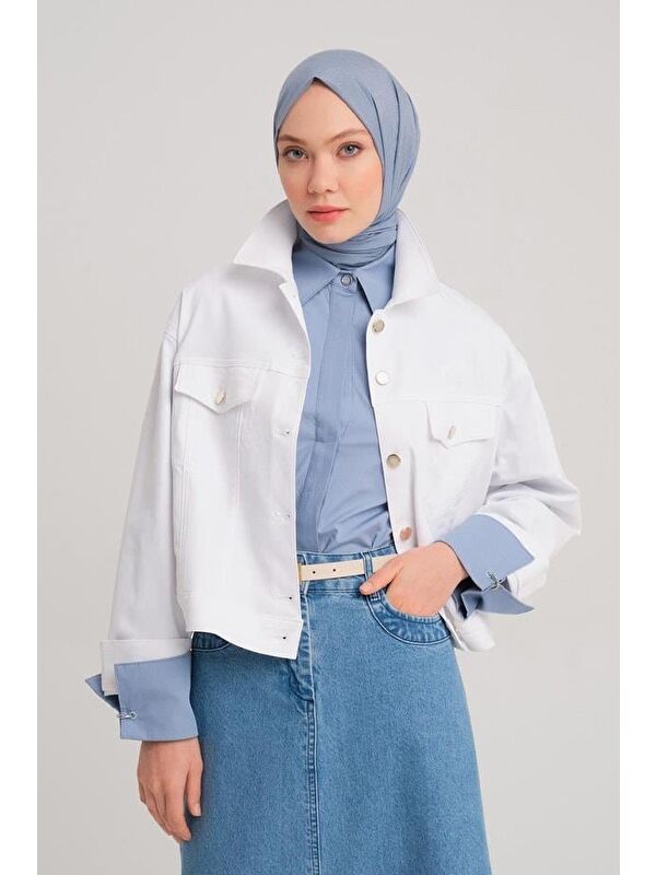 ARMİNE Kısa Denim Ceket 24Y5405 Beyaz