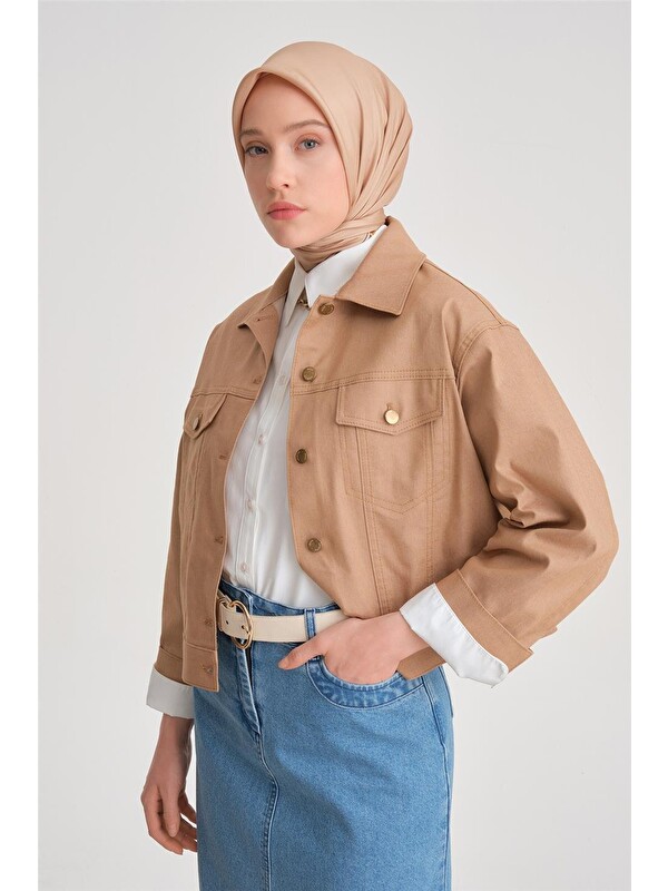 ARMİNE Kısa Denim Ceket 24Y5405 Camel