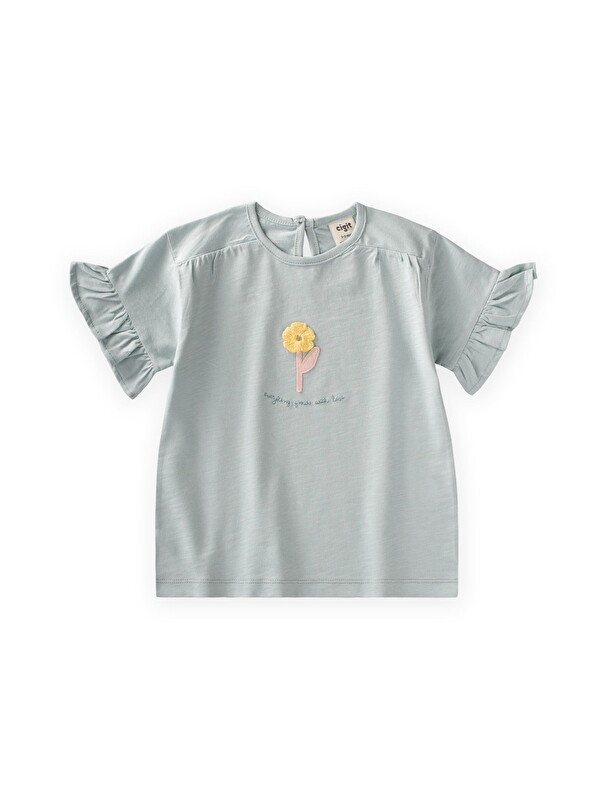 CİGİT Aplikeli T-Shirt 2-8 Yaş Mint Yeşili