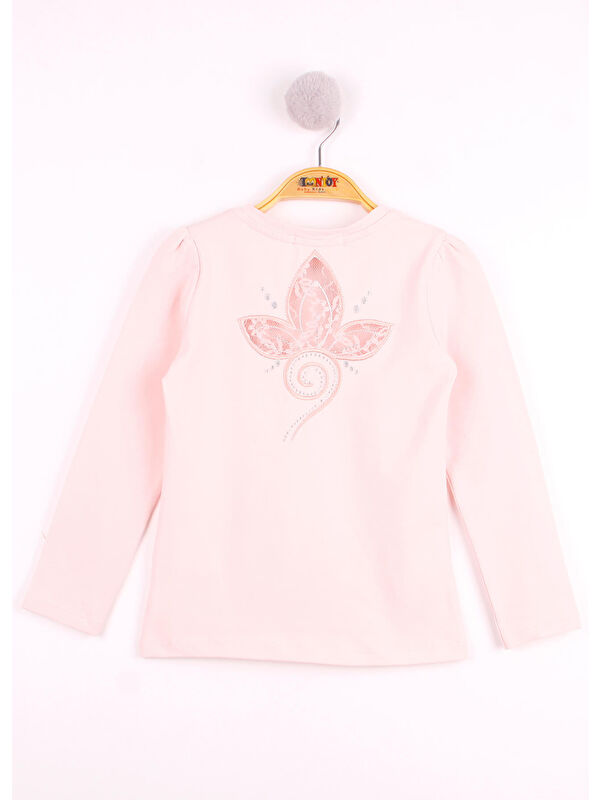 Toontoykids Kız Çocuk Göğsü Çiçek Nakışlı T-Shirt