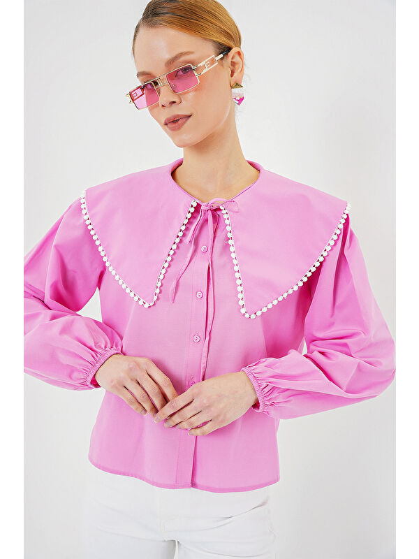 Bigdart Kadın Bebe Yaka Gömlek 20314 - Pembe