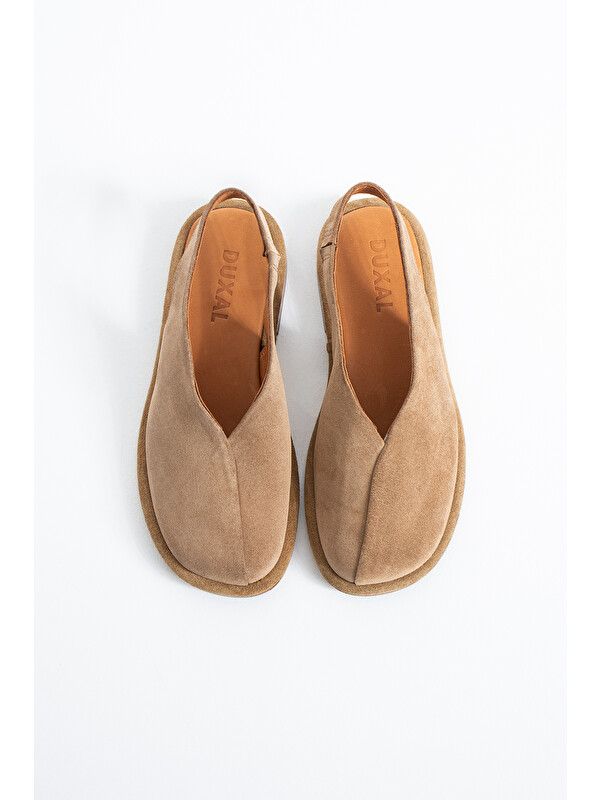 DUXAL SHOES Alonso Kadın Hakiki Deri V Kesim Slingback Babet Sandalet