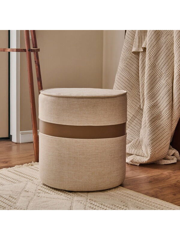 Just Home Latte Puf - Krem / Kahverengi - 42x40x40 cm