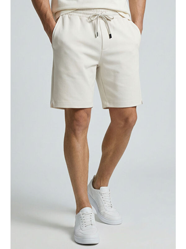 Tommylife Ekru Standart Fit Basic Arka Cepli Erkek Şort - 88314