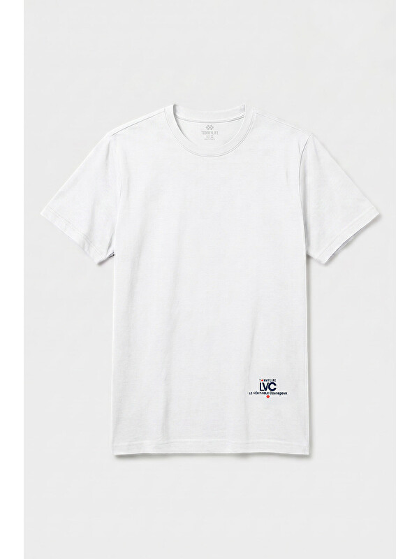 Tommylife Beyaz Standart Fit Baskılı Kısa Kollu T-Shirt - 88440