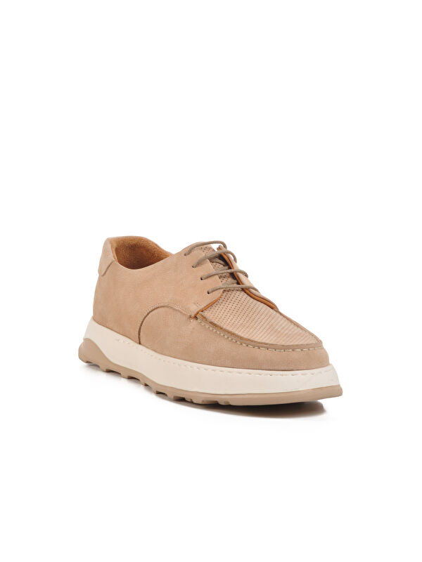 Bej Nubuk Hakiki Deri Erkek Casual Ayakkabı Premium 8212 M - Görsel 4