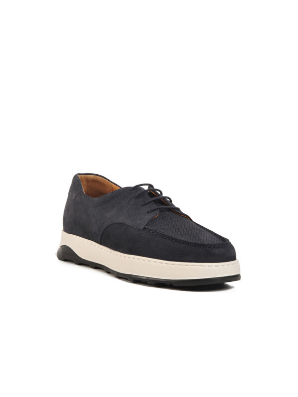 Lacivert Nubuk Hakiki Deri Erkek Casual Ayakkabı Premium 8212 M - Görsel 4