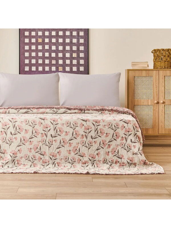Evidea Soft Vinerya Tek Kişilik Yatak Örtüsü - Krem / Kiremit - 160x255 cm